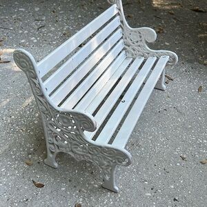Antique Vintage Doll Park Bench  with cast iron frame